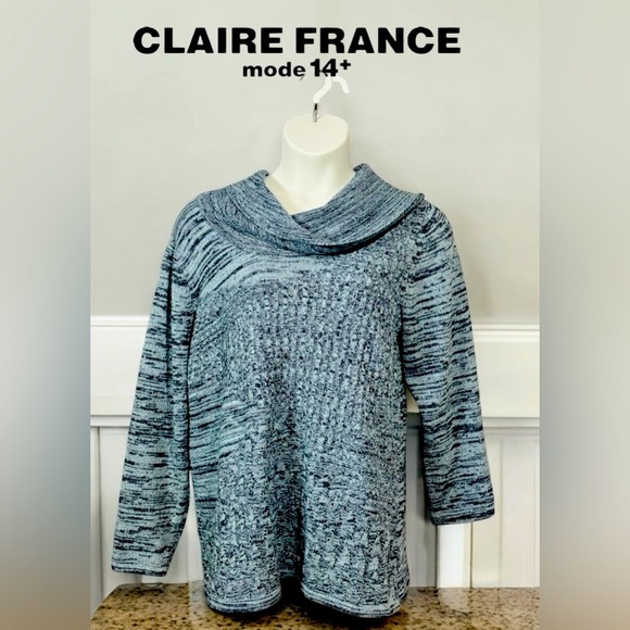 Claire France, Plus-Size Textured Cowl Neck
Sweater, 1X, Blue 🧶 - Picture 1 of 7